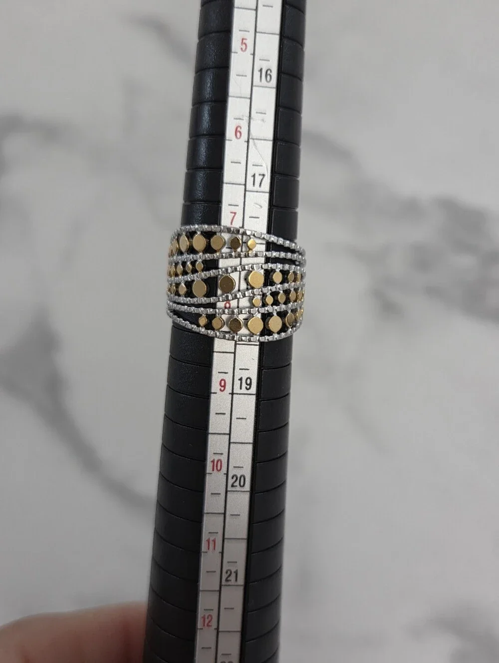 Two Tone Silver Gold Statement Ring Layered Band Adjustable Size
